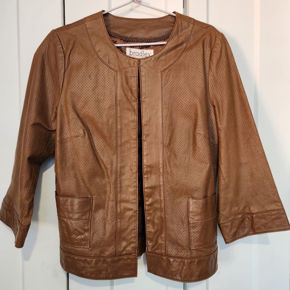 Bradley leather light Brown Jacket with pockets small fits M
